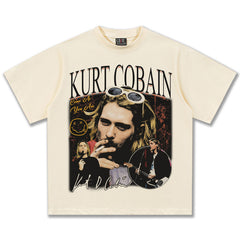 2025 Spring/Summer New Cross border NIRVANA Rock Band Vintage Short sleeved T-shirt Heavy duty Washed and Used Trend (11)