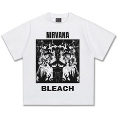 2025 Spring/Summer New Cross border NIRVANA Rock Band Vintage Short sleeved T-shirt Heavy duty Washed and Used Trend (12)