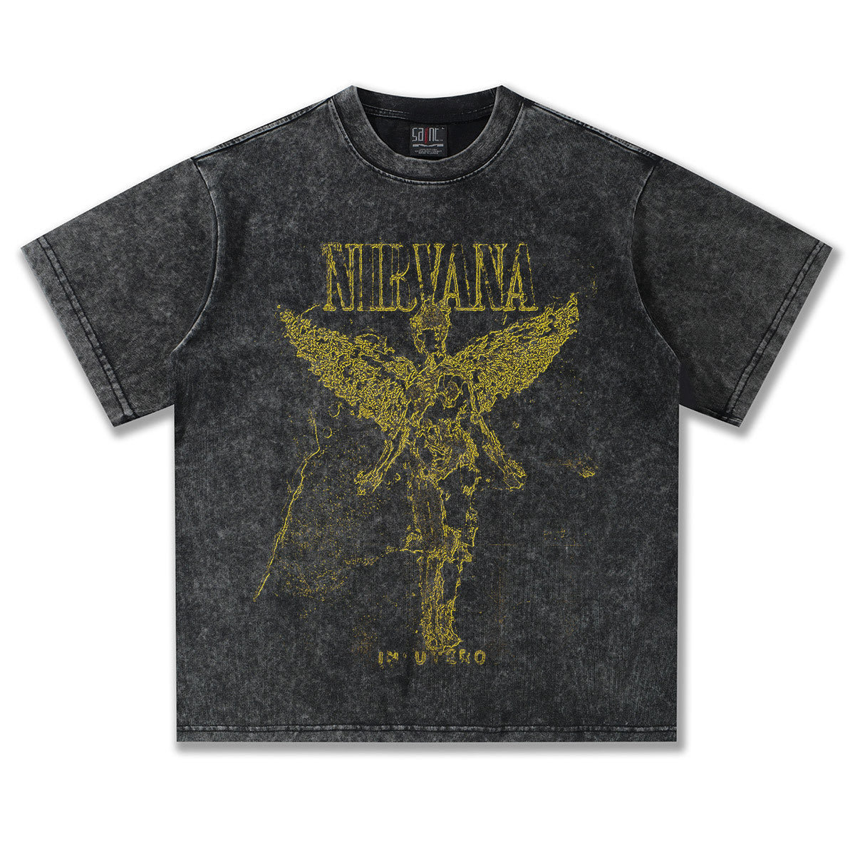 2025 Spring/Summer New NIRVANA Shattered Angel Washed Vintage Printed Short Sleeve T-shirt Heavy Tide (1)