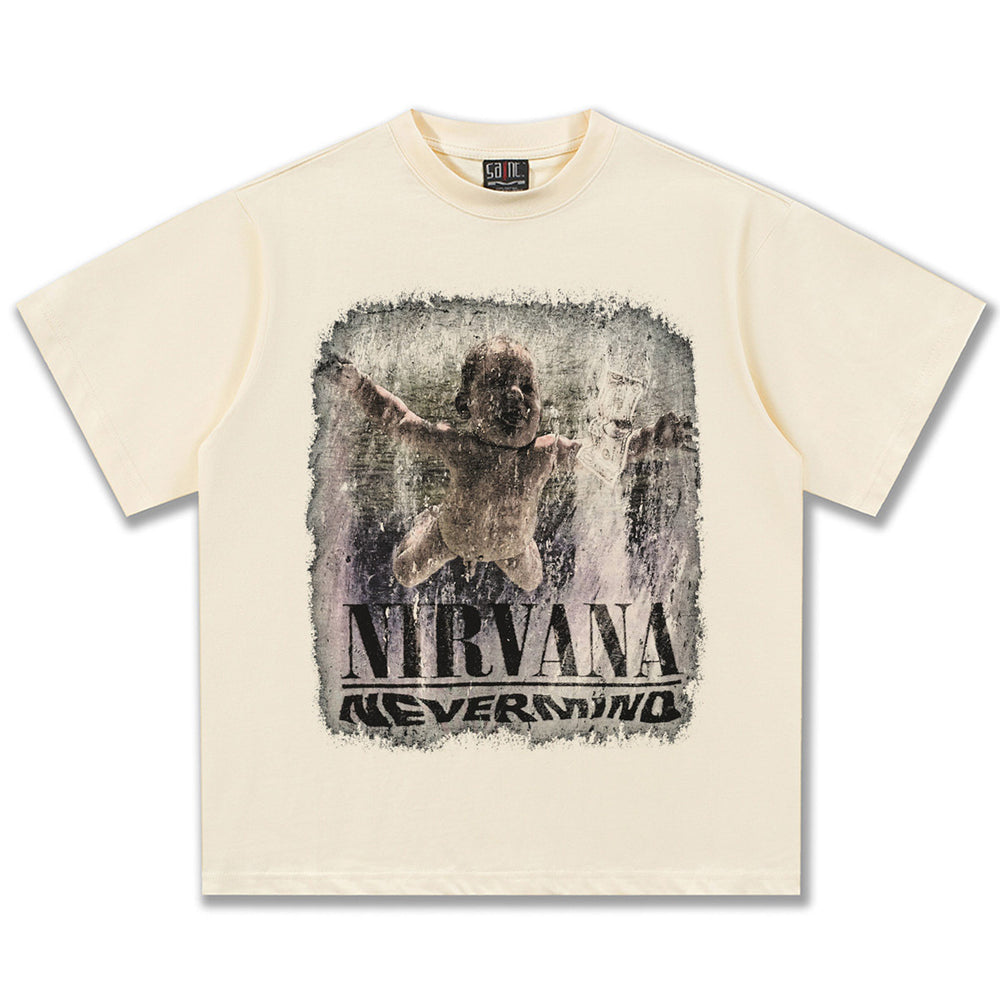 2025 Spring/Summer New NIRVANA Classic Printed Short Sleeve T-shirt American Retro Street Heavy Cotton T-shirt Trendy (2)