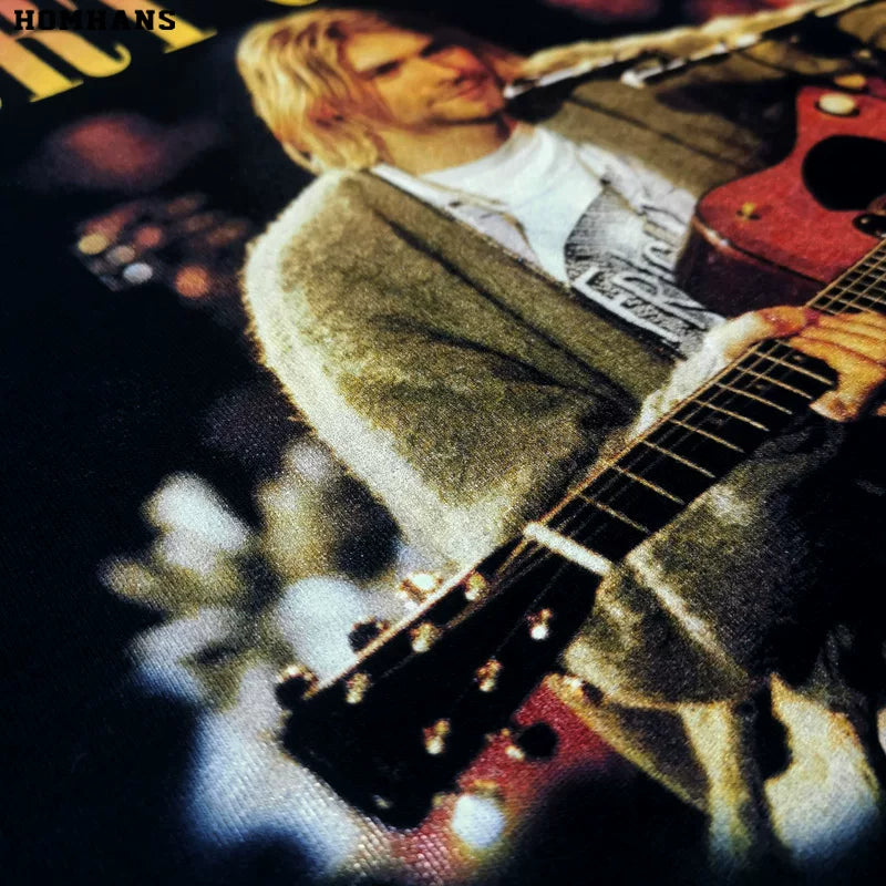 Red Korean kurt cobain NIRVANA Kote Cobain Rock Music Printed Men's and Women's Short Sleeves Cotton Loose
