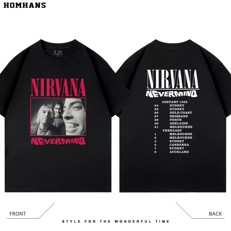 水洗做旧Nirvana涅槃乐队科特柯本周边美式复古摇滚短袖男女T恤棉 (1)
