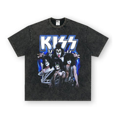 NIRVANA Rock American Retro Short Sleeve T-shirt Washed Heavy Cross border Printed Trendy Pure Cotton Vintage Men (7)