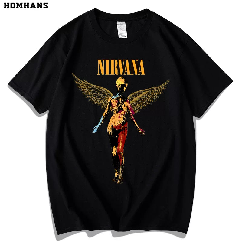 Red Han Nirvana Band NIRVANA Surrounding Rock Music Kot Cobain Youth Student T-shirt Men's Short sleeved Summer