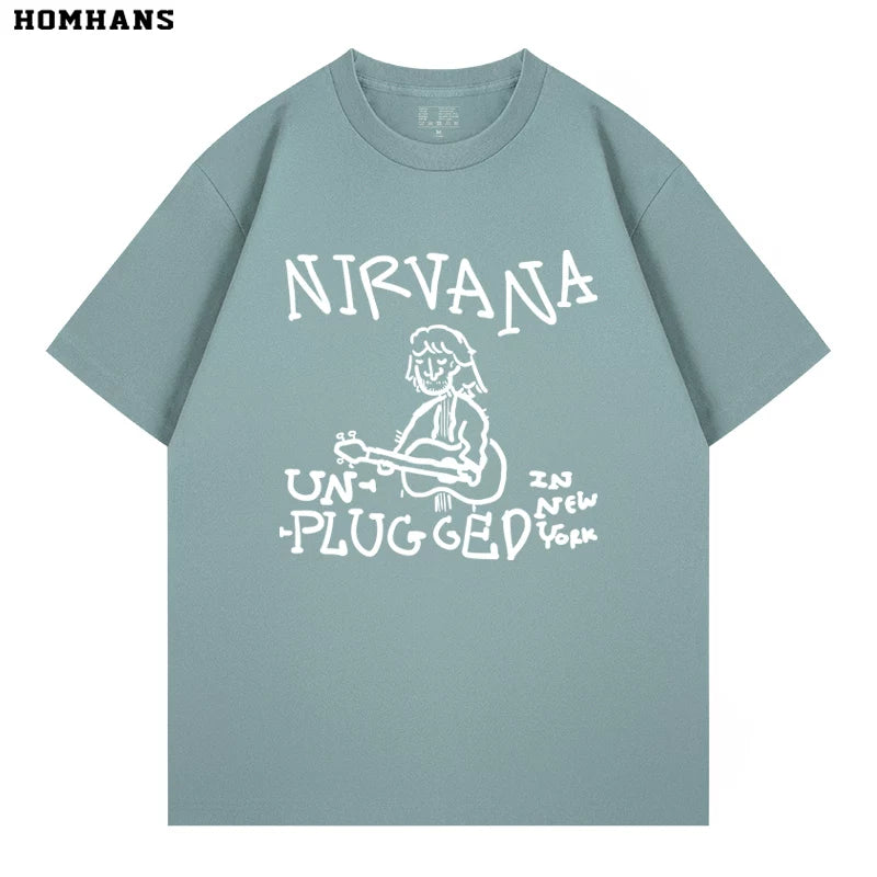NIRVANA band, punk personality, spring and summer short sleeved T-shirt, heavyweight pure cotton casual versatile loose fit (2)