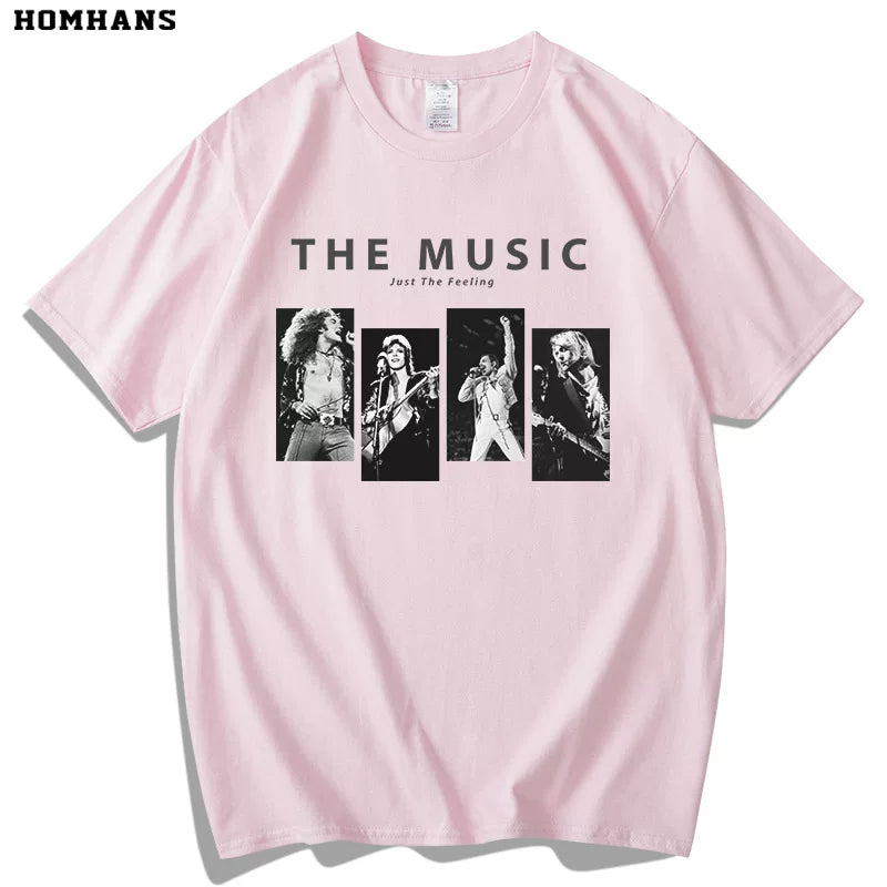 ROCK music peripheral summer short sleeved cotton unisex Led Zeppelin Queen band Uncle Nirvana (3)
