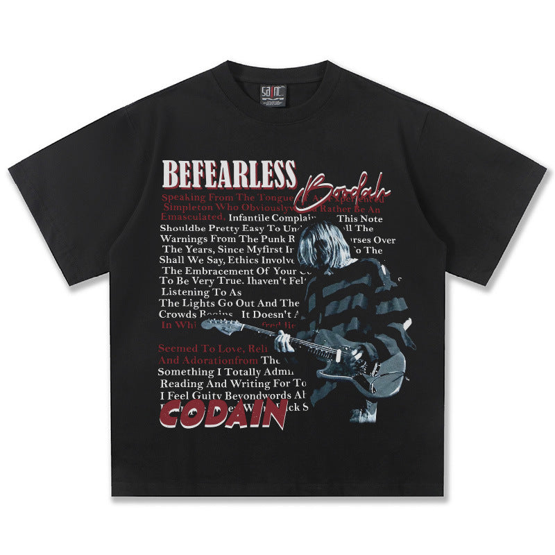 2025 Spring/Summer New Cross border NIRVANA Rock Band Vintage Short sleeved T-shirt Heavy duty Washed and Used Trend (5)