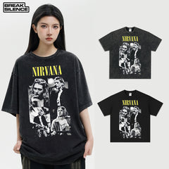 Nirvana, Koto, Coburn, Vintage, Character Printed Short sleeved T-shirt, Cross border American Heavy Summer Trend (2)