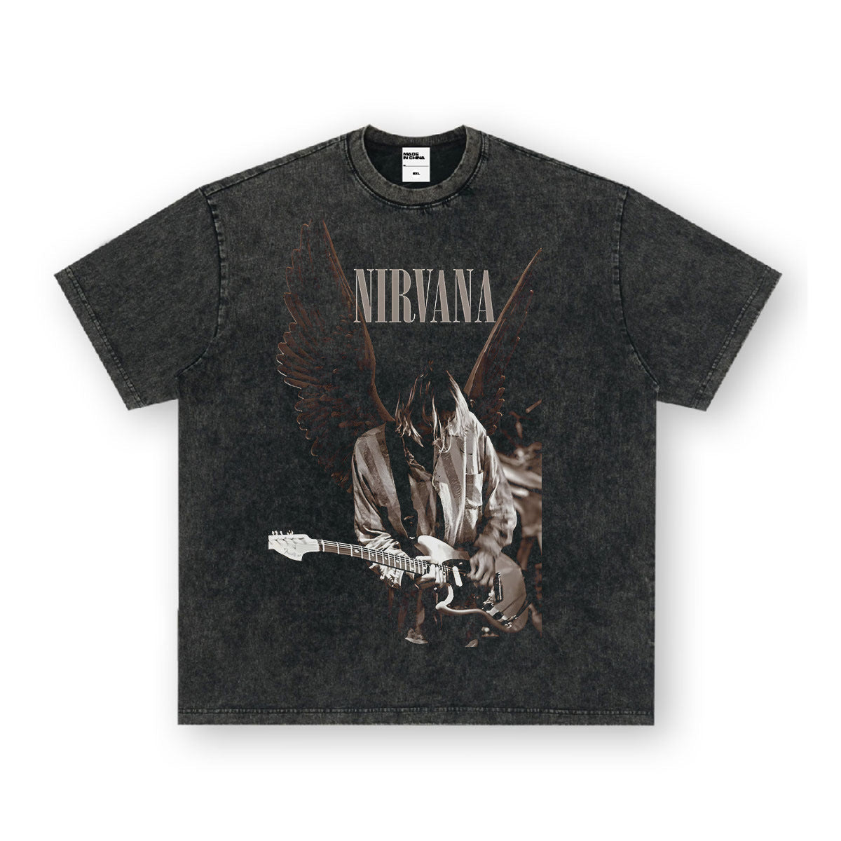 NIRVANA Nirvana Rock Band Short sleeved T-shirt Autumn New Cross border Heavy American Retro Men's Pure Cotton High Street (1)