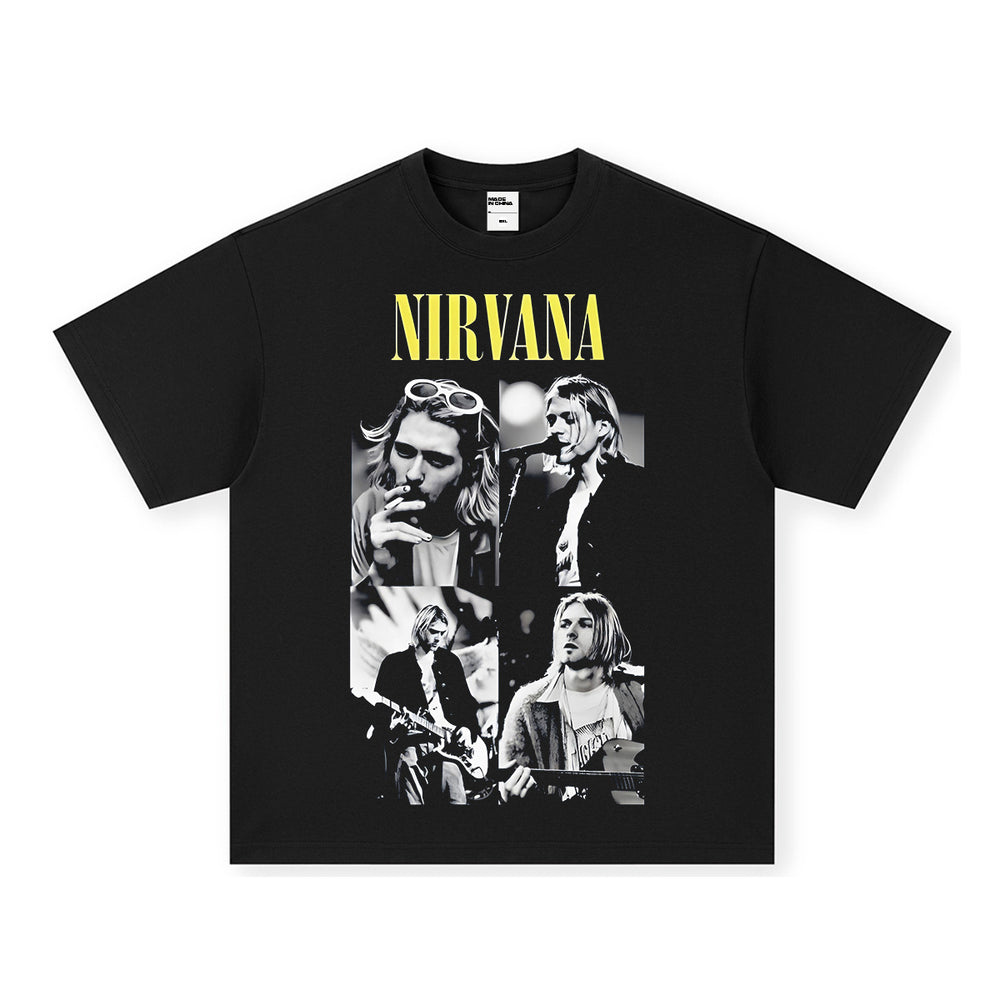 涅槃NIRVANA科特柯本vintage人物印花短袖t恤跨境美式重磅夏季潮