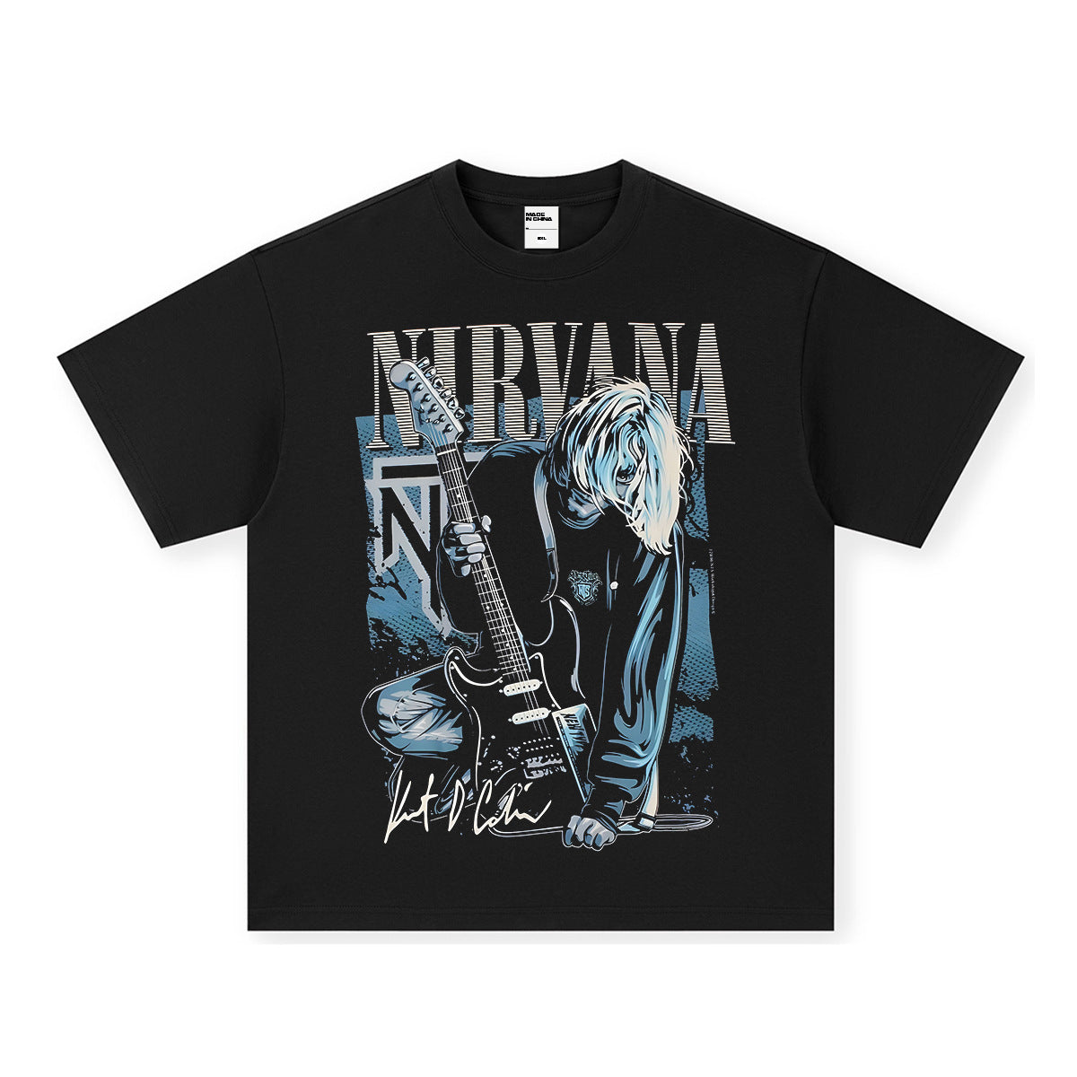 Nirvana NIRVANA rock band VINTAGE American washed vintage heavyweight cross-border short sleeved t-shirt with small neckline (2)