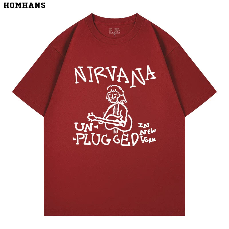 NIRVANA band, punk personality, spring and summer short sleeved T-shirt, heavyweight pure cotton casual versatile loose fit (2)