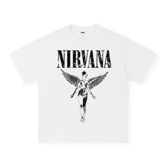 NIRVANA Cross border Heavy American Retro Short Sleeve Top Men's Summer Printed T-shirt Loose Five Sleeve T-shirt (1)