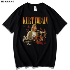 Red Korean kurt cobain NIRVANA Kote Cobain Rock Music Printed Men's and Women's Short Sleeves Cotton Loose