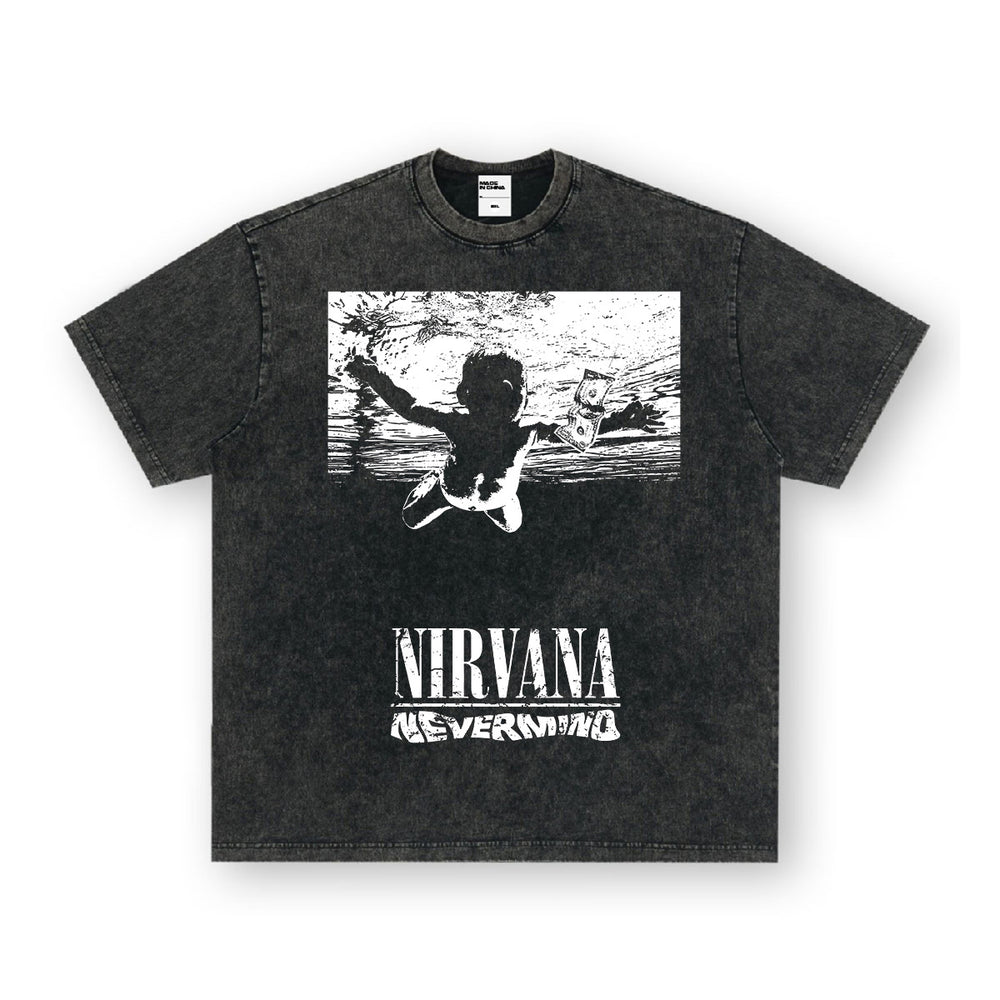 NIRVANA band cross-border pure cotton American retro short sleeved men's T-shirt loose heavyweight summer half sleeve