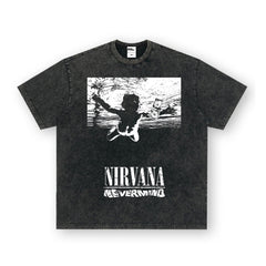 NIRVANA band cross-border pure cotton American retro short sleeved men's T-shirt loose heavyweight summer half sleeve