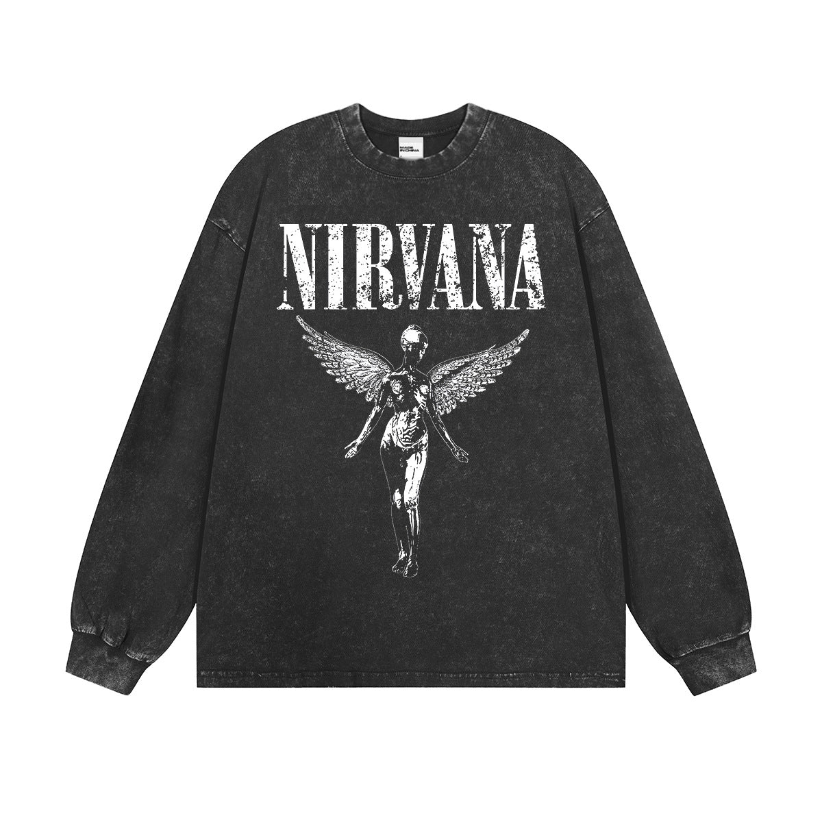 NIRVANA Cross border Heavy American Retro Short Sleeve Top Men's Summer Printed T-shirt Loose Five Sleeve T-shirt (2)