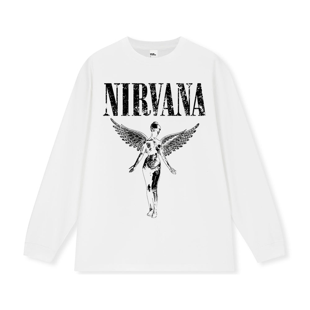 NIRVANA Cross border Heavy American Retro Short Sleeve Top Men's Summer Printed T-shirt Loose Five Sleeve T-shirt (3)