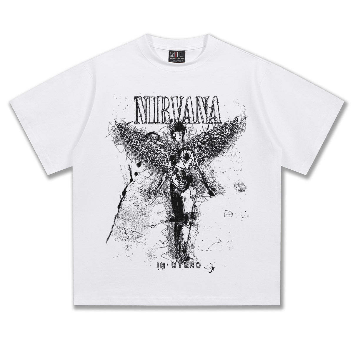 2025 Spring/Summer New NIRVANA Shattered Angel Washed Vintage Printed Short Sleeve T-shirt Heavy Tide (2)