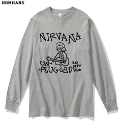 NIRVANA Nirvana Band hand drawn punk personality spring and autumn long sleeved T-shirt heavyweight pure cotton casual base shirt (2)