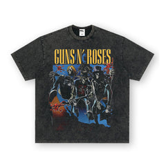 NIRVANA Rock American Retro Short Sleeve T-shirt Washed Heavy Cross border Printed Trendy Pure Cotton Vintage Men (8)