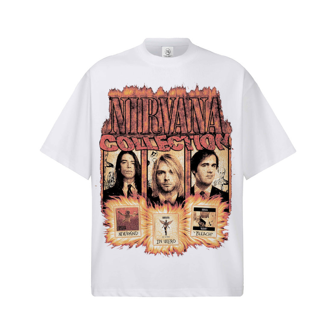2026 Cross border Nirvana Top American Street Retro Washed Stir Fried Snowflake Shoulder Cotton Short Sleeve Men (1)