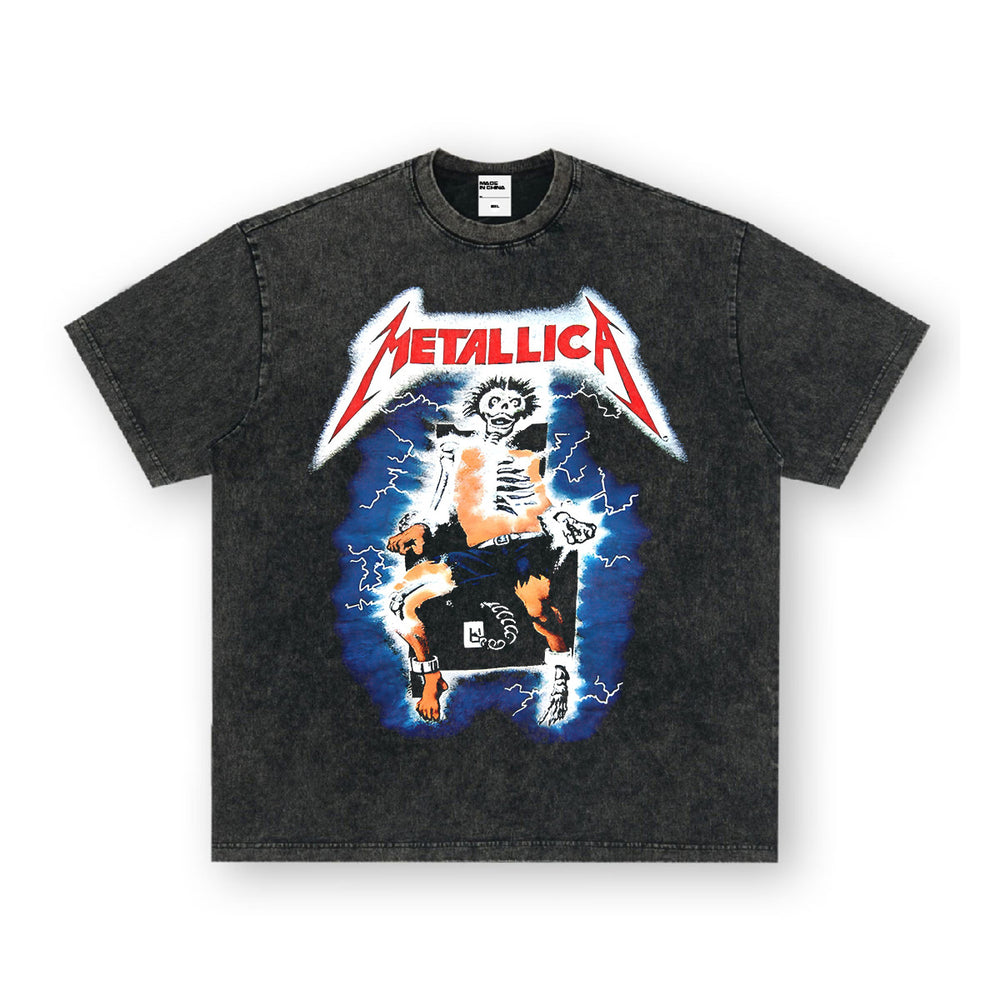 NIRVANA Rock American Retro Short Sleeve T-shirt Washed Heavy Cross border Printed Trendy Pure Cotton Vintage Men (12)