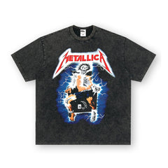 NIRVANA Rock American Retro Short Sleeve T-shirt Washed Heavy Cross border Printed Trendy Pure Cotton Vintage Men (12)