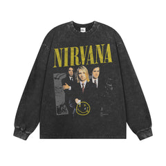NIRVANA Nirvana Rock Band Short sleeved T-shirt Autumn New Cross border Heavy American Retro Men's Pure Cotton High Street (2)