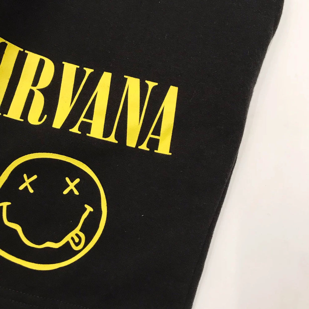 欧美单男式休闲短裤金属摇滚乐队风格nirvana涅槃笑脸经典薄绒