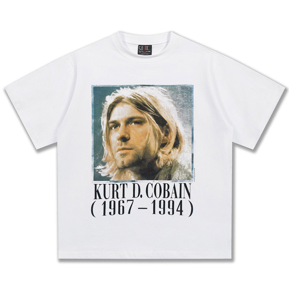 2025 Spring/Summer New Cross border NIRVANA Rock Band Vintage Short sleeved T-shirt Heavy duty Washed and Used Trend (14)