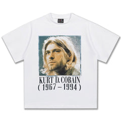 2025 Spring/Summer New Cross border NIRVANA Rock Band Vintage Short sleeved T-shirt Heavy duty Washed and Used Trend (14)