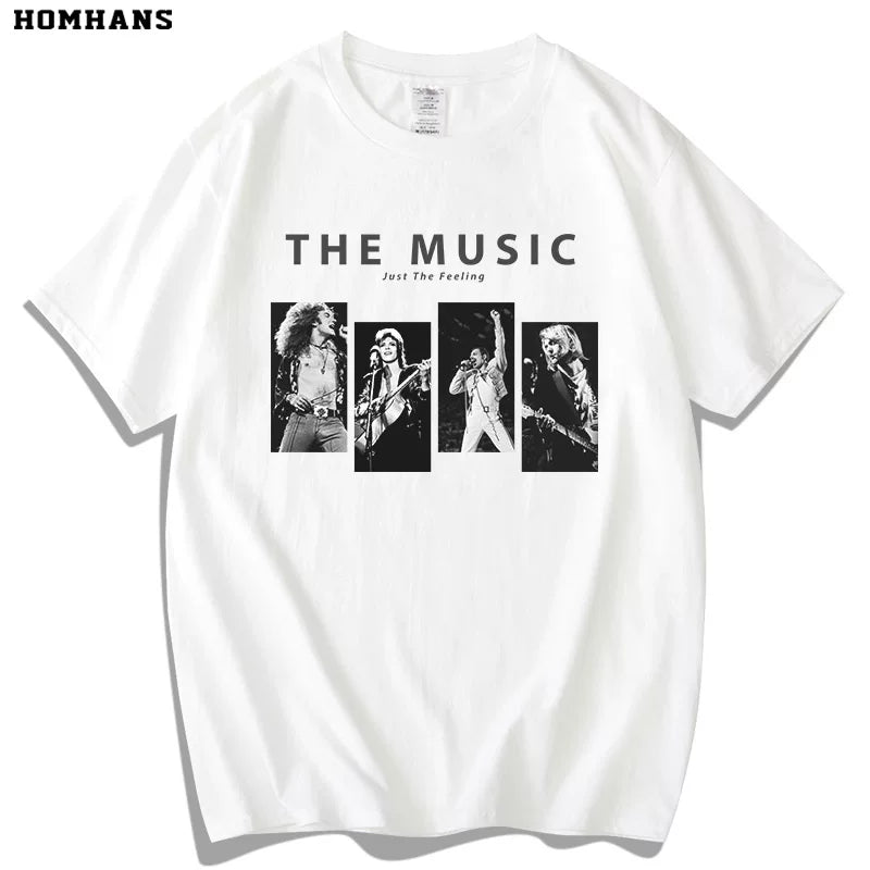 ROCK music peripheral summer short sleeved cotton unisex Led Zeppelin Queen band Uncle Nirvana (1)