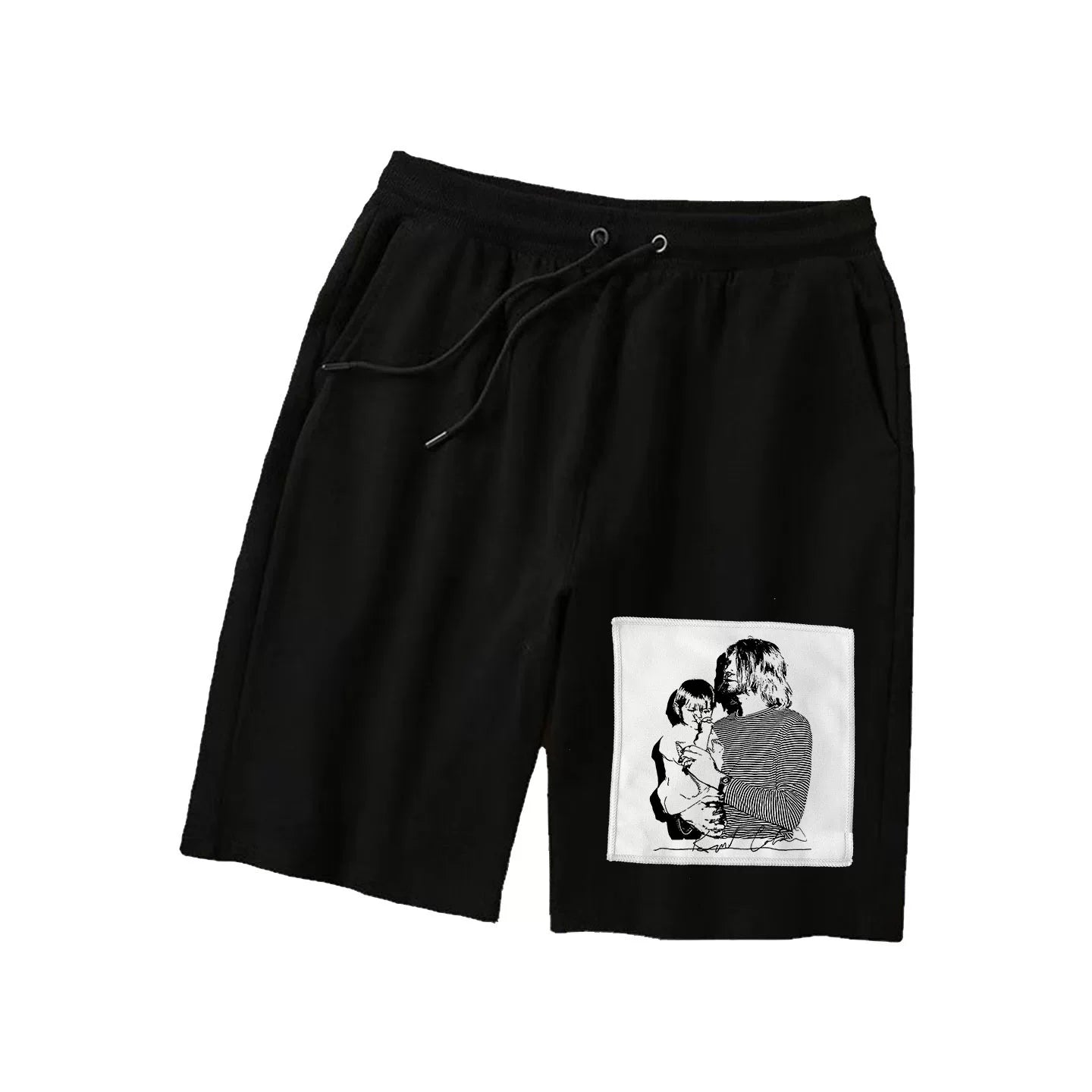 Kurt cobain nirvana rock and roll patch shorts for men and women, hoodie, looped fabric pants (4)