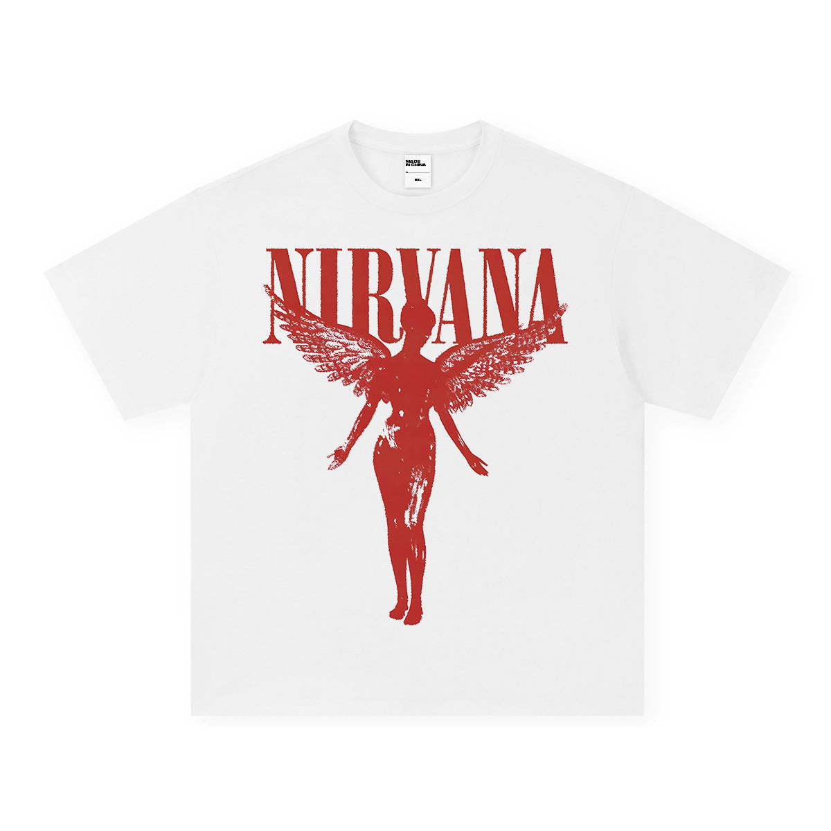 NIRVANA Rock American Retro Short Sleeve T-shirt Washed Heavy Cross border Printed Trendy Pure Cotton Vintage Men (3)