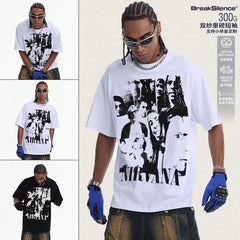 2026 Cross border Spring/Summer Nirvana Pure Cotton T-shirt Men's Direct Spray Printed Summer Breathable Short Sleeve American Retro T-shirt (2)