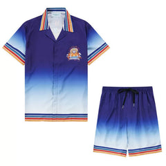 Casablanca Gradient Blue Bear Graphic Set - Royal Blue / White