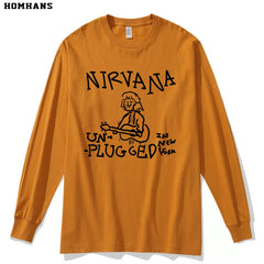 NIRVANA Nirvana Band hand drawn punk personality spring and autumn long sleeved T-shirt heavyweight pure cotton casual base shirt (2)