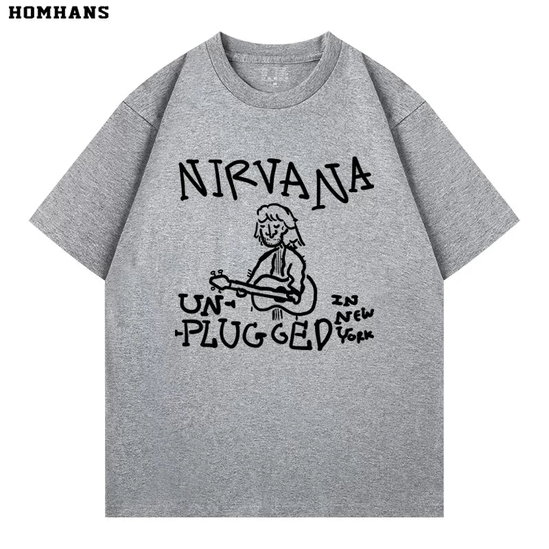 NIRVANA band, punk personality, spring and summer short sleeved T-shirt, heavyweight pure cotton casual versatile loose fit (3)