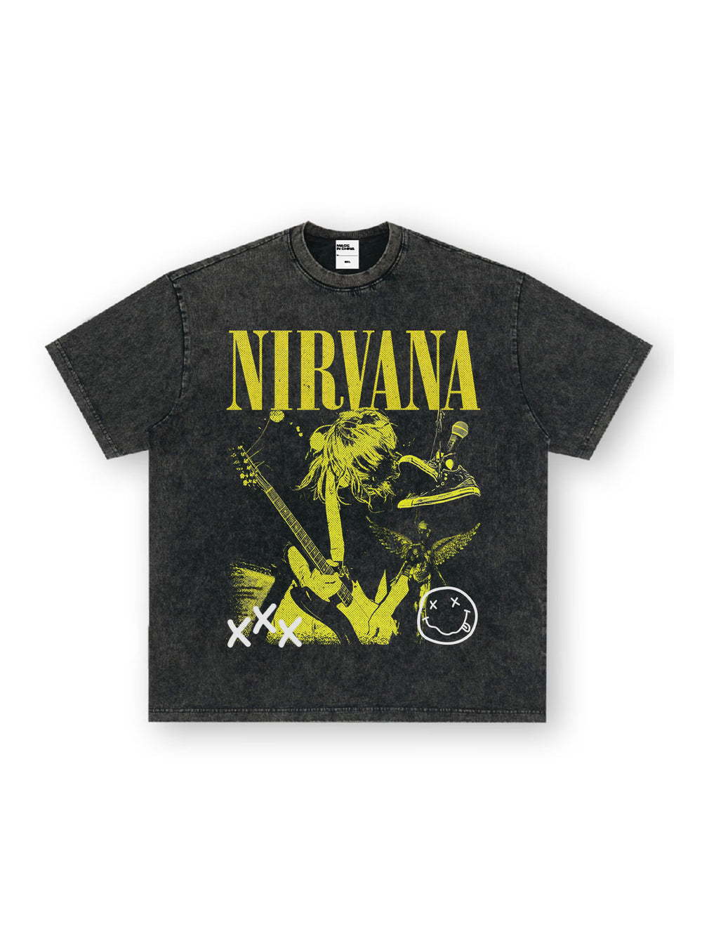NIRVANA Nirvana Rock Band Short sleeved T-shirt Autumn New Cross border Heavy American Retro Men's Pure Cotton High Street (1)