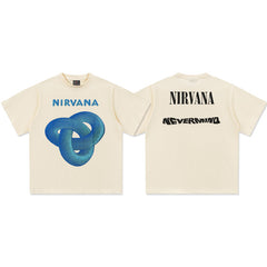 2025 Spring/Summer New Cross border NIRVANA Rock Band Vintage Short sleeved T-shirt Heavy duty Washed and Used Trend (3)