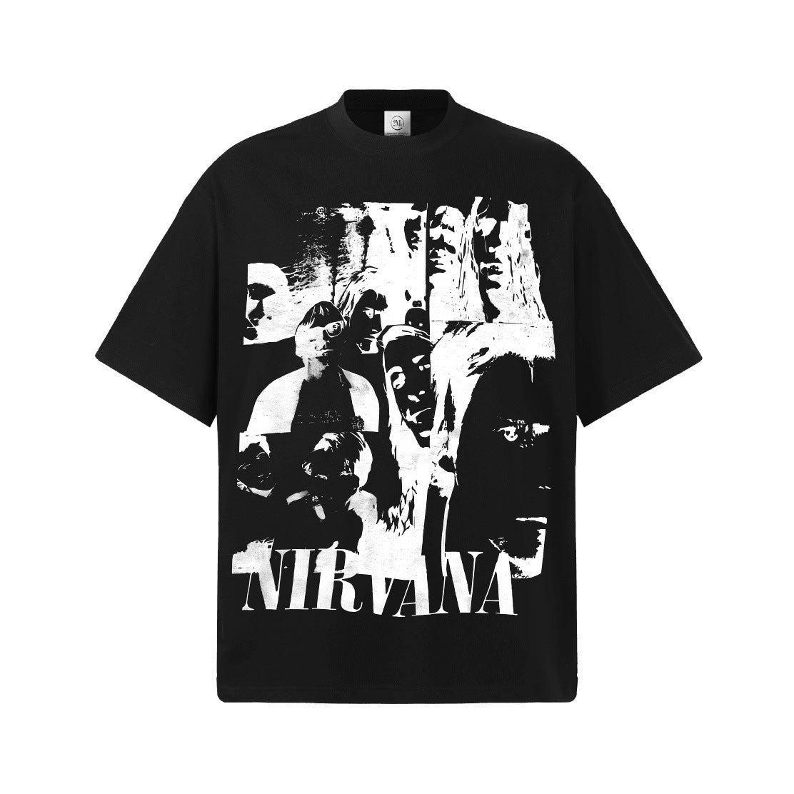 2026 Cross border Spring/Summer Nirvana Pure Cotton T-shirt Men's Direct Spray Printed Summer Breathable Short Sleeve American Retro T-shirt (2)