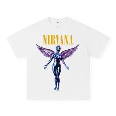 NIRVANA Rock American Retro Short Sleeve T-shirt Washed Heavy Cross border Printed Trendy Pure Cotton Vintage Men (3)
