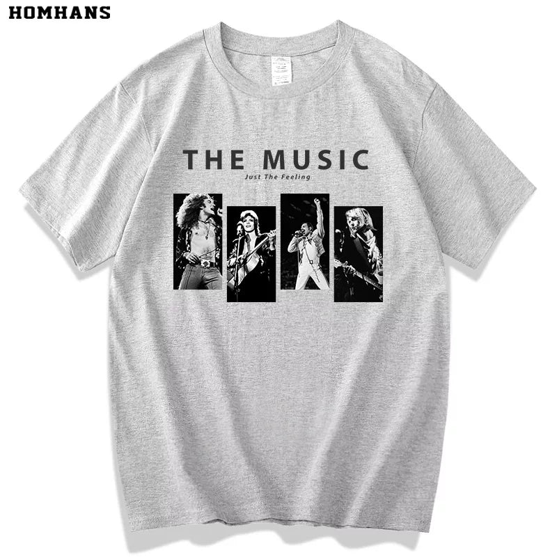 ROCK music peripheral summer short sleeved cotton unisex Led Zeppelin Queen band Uncle Nirvana (1)