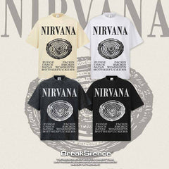 2026 Cross border Spring/Summer NIRVANA New American Round Neck 300G Cotton Shoulder Drop Heavy Short Sleeve Men's Bottom Shirt (1)