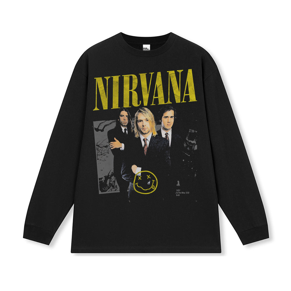 NIRVANA Nirvana Rock Band Short sleeved T-shirt Autumn New Cross border Heavy American Retro Men's Pure Cotton High Street (2)
