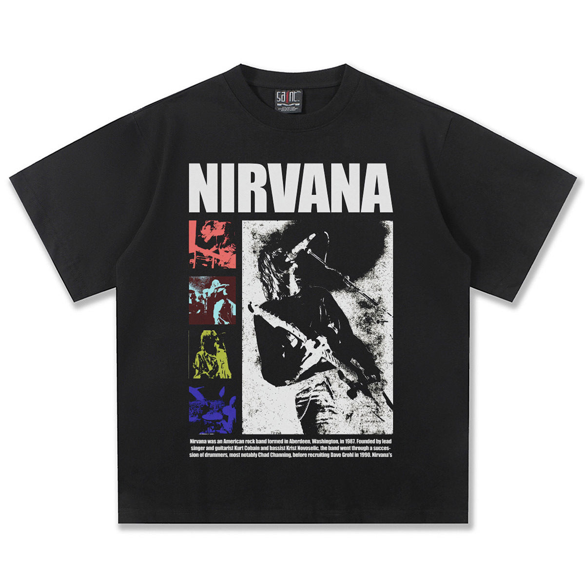 2025 Spring/Summer New NIRVANA Band Rock Heavy Wash Short Sleeve T-shirt American Retro Street Style (1)