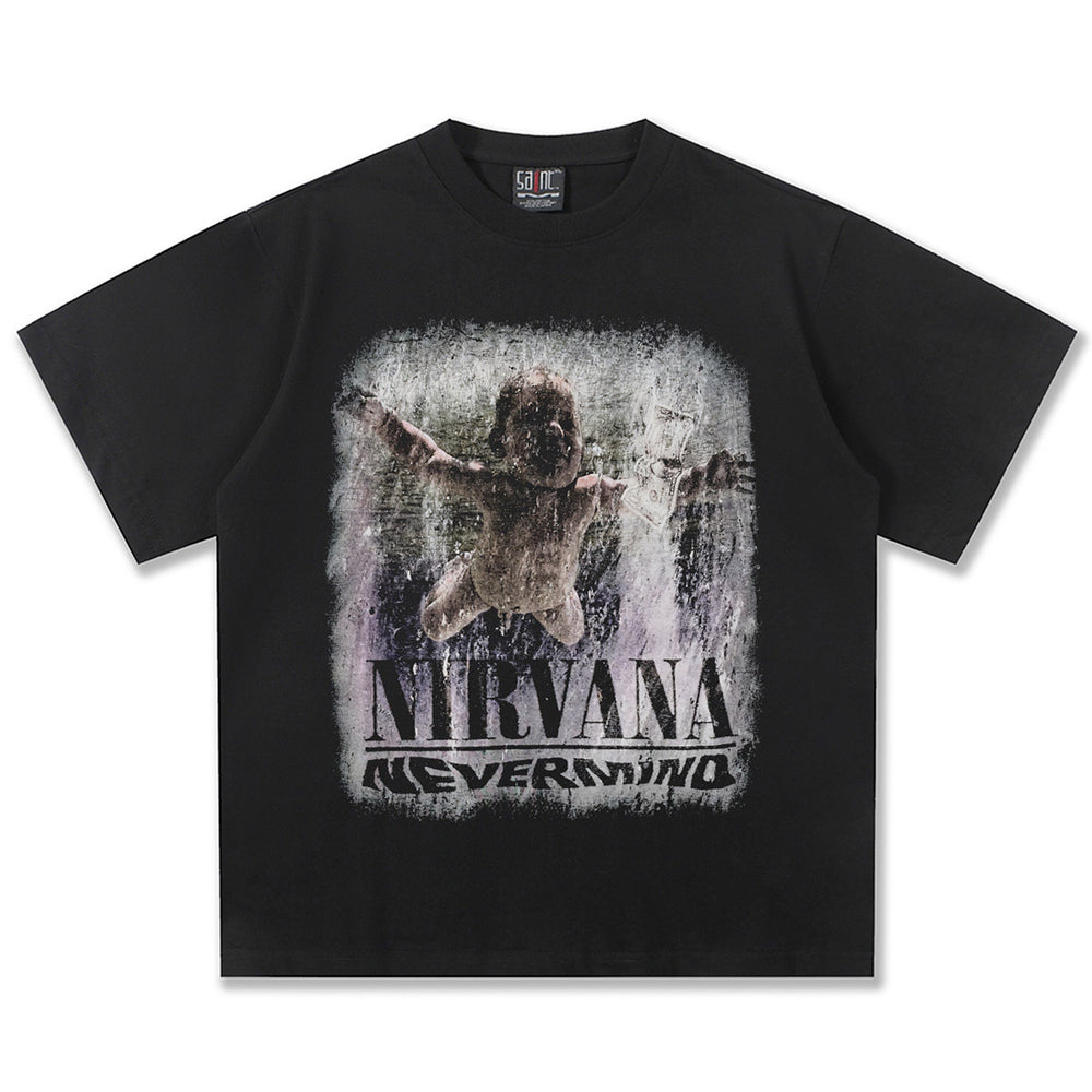 2025 Spring/Summer New NIRVANA Classic Printed Short Sleeve T-shirt American Retro Street Heavy Cotton T-shirt Trendy (1)