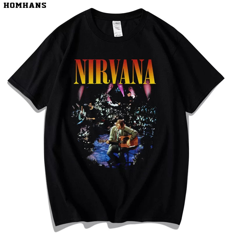 Nirvana rock band Nirvana vintage pure cotton short sleeved T-shirt loose European and American nostalgic style hip-hop street