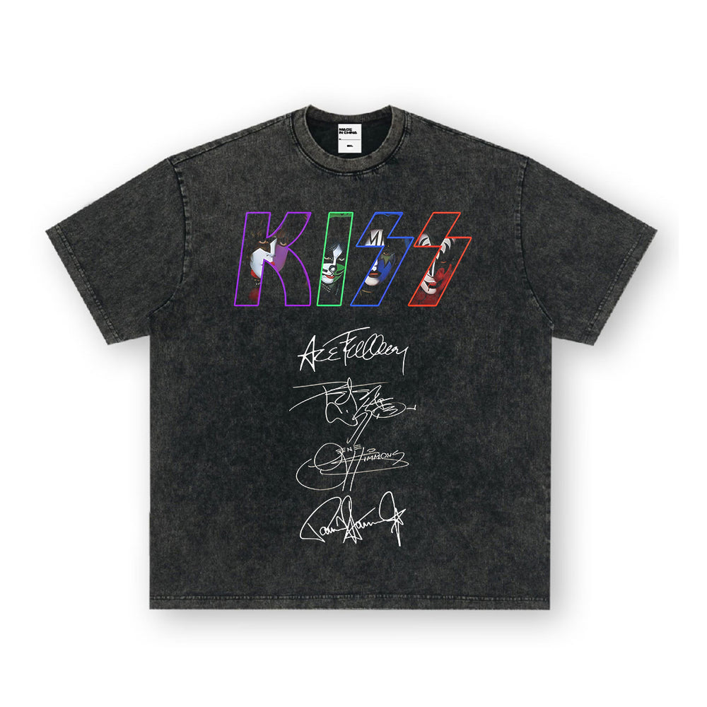 NIRVANA Rock American Retro Short Sleeve T-shirt Washed Heavy Cross border Printed Trendy Pure Cotton Vintage Men (9)